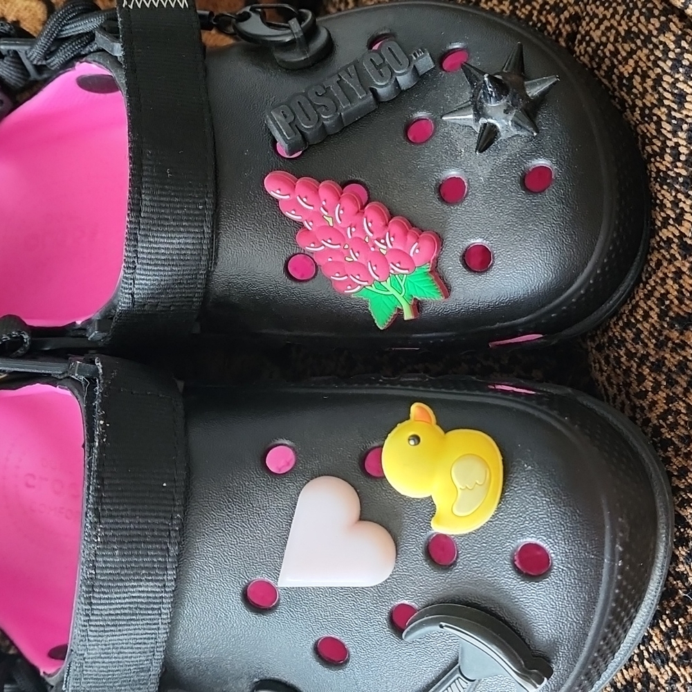 Post Malone Crocs in Black and Pink